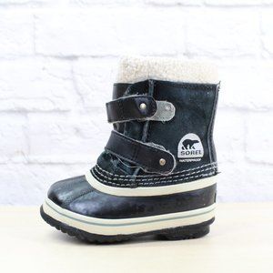 SOREL Kids Unisex Waterproof Black Suede Winter Snow Boots Size 7
